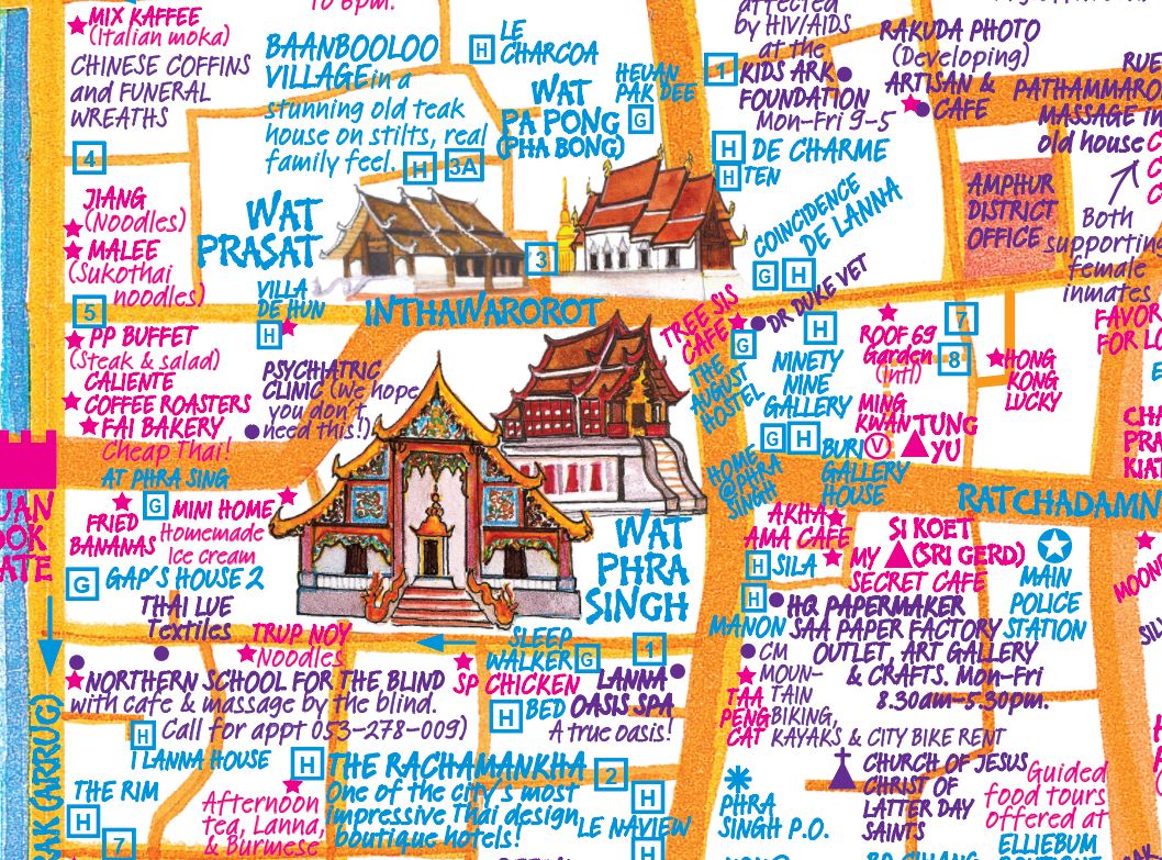 Chiang Mai Old City Map Nancy Chandler's Paper Map Of Chiang Mai, 21St Edition